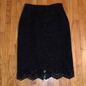 Black Lace J. Crew Pencil Skirt